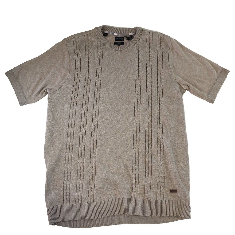 Buffalo David Bitton Men's Short Sleeve Sweater Jute Brown Size Large NWT